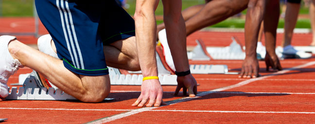 Males at starting blocks of a race